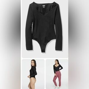 PINK Victoria's Secret Black Bodysuit Long Sleeve